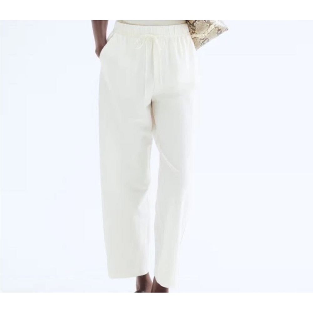 H&M Cream Linen Straight Leg Women's Pants